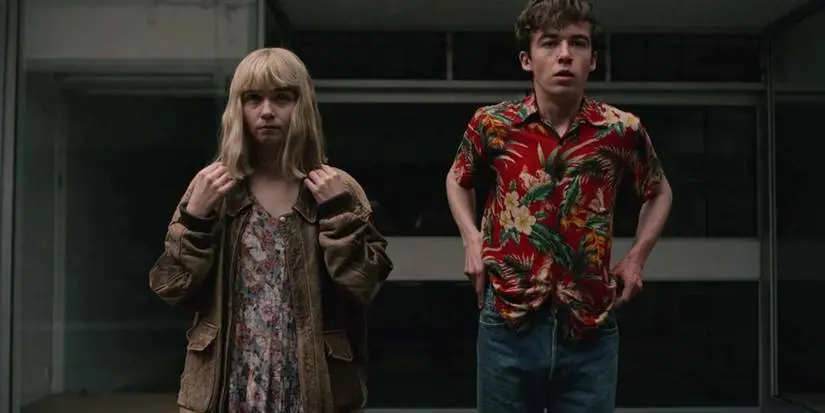 Alyssa and James are looking serious in The End of the f...ing World.