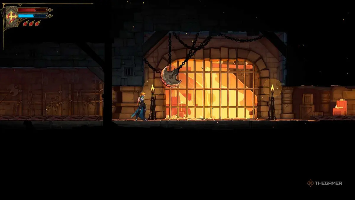 A player defeating Joan and completing The Warrior tarot card in Castlevania: Belmont's Curse.