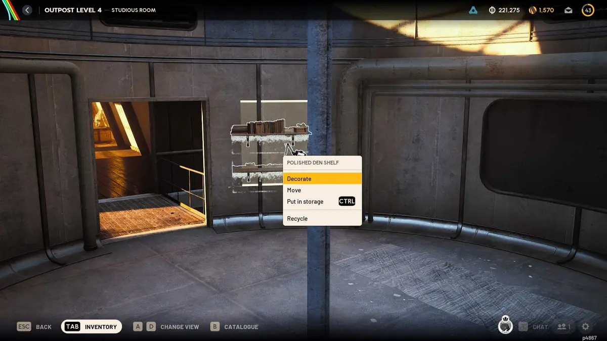 Outpost Furniture with Storage Slots are diplayed above their name-1