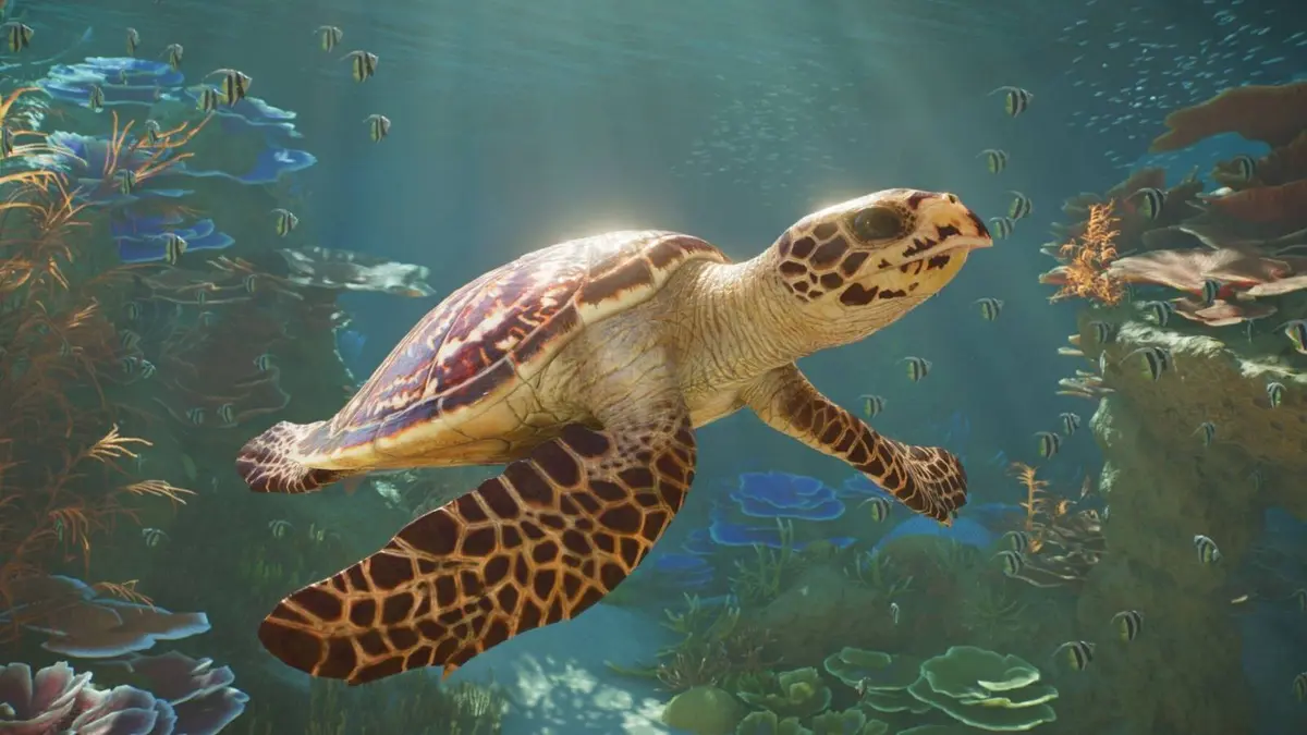 Turtle swimming in Planet Zoo 2.