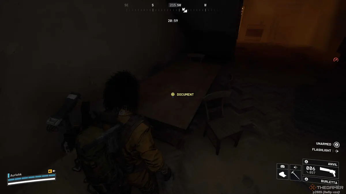 Player character taking a picture of a dining table in a pharmacist's apartment in Arc Raiders.