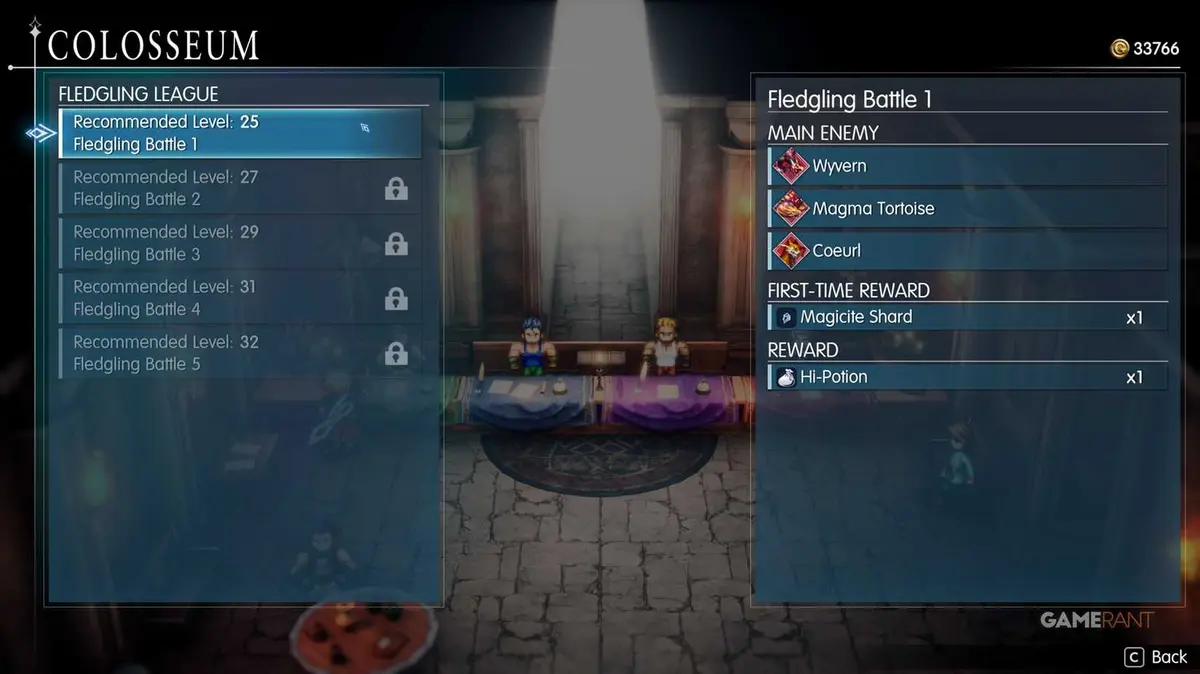 Grandshelt Colosseum Fledging Battle Magicite Reward