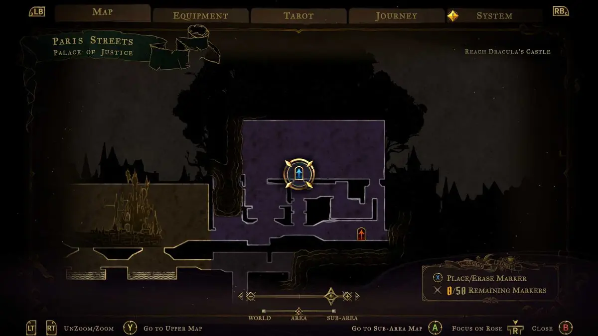Castlevania Belmont's Curse Palace of Justice Map Location
