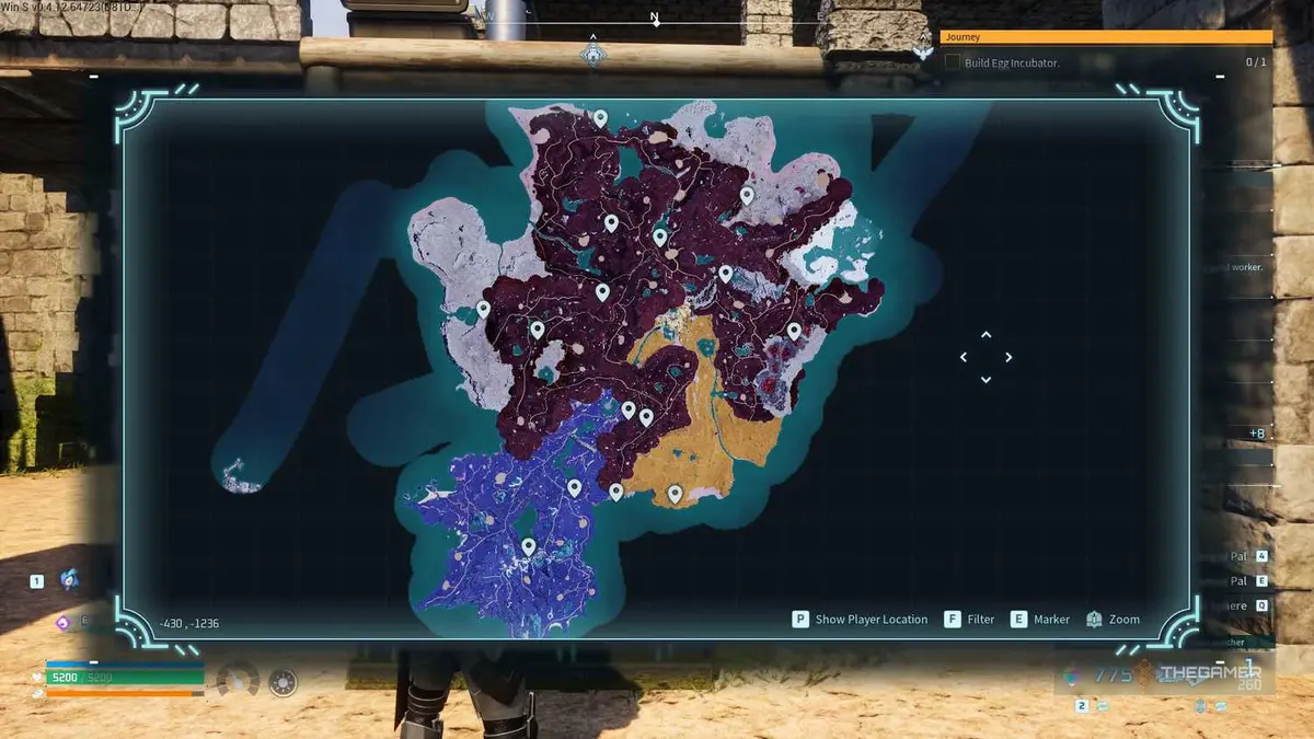 Custom markers are showing the location of the Feybreak's dungeons in Palworld.