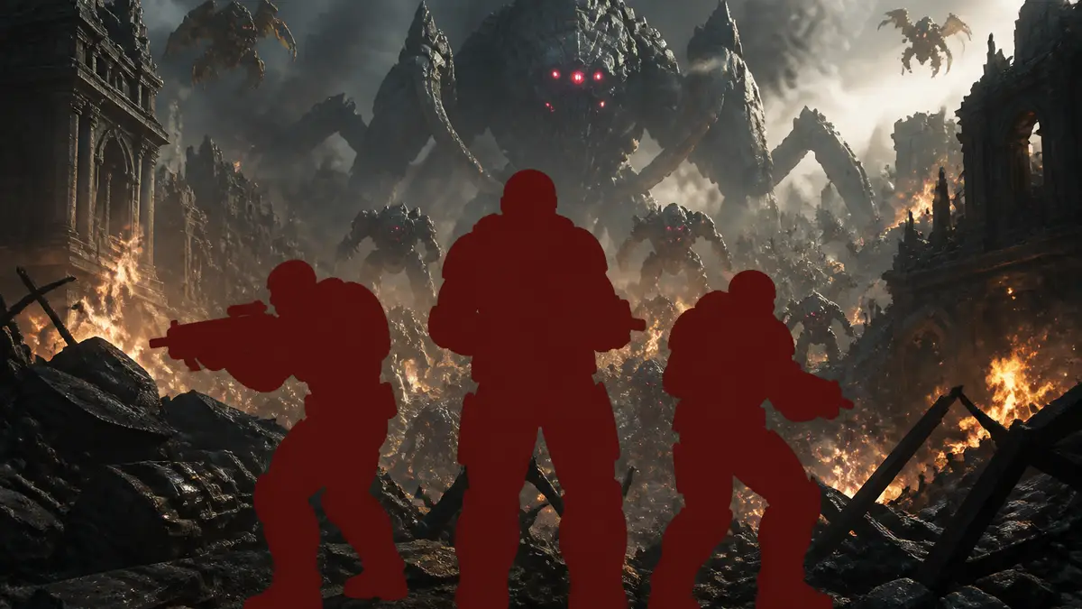 Кадр из Gears of War: E-Day с главными героями шутера