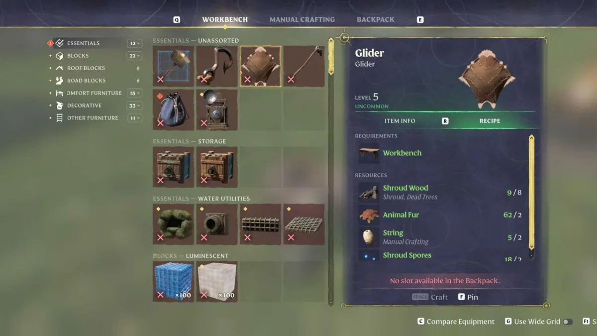 Glider Recipe in Enshrouded 1.0