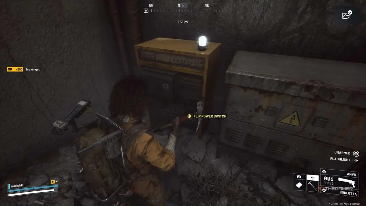 Player raider standing by a power box beneath the staircase in the ventilation shaft in Arc Raiders.