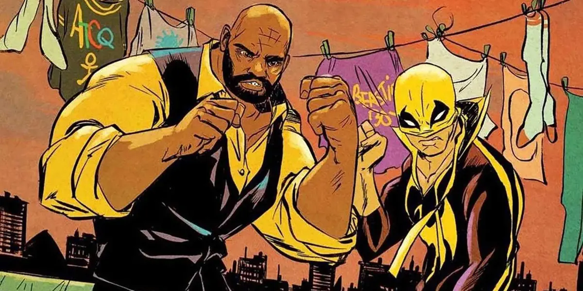 Luke Cage and Iron Fist getting ready for a fight in Marvel Comics' Heroes For Hire.