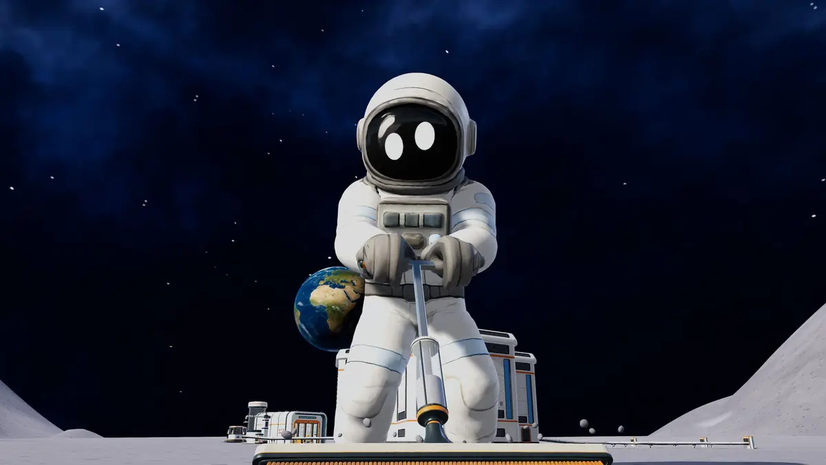 A close up of an astronaut in Moon Sweepers