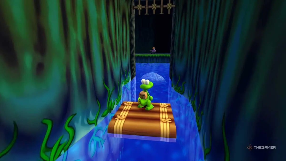 croc riding a raft in croc 2.