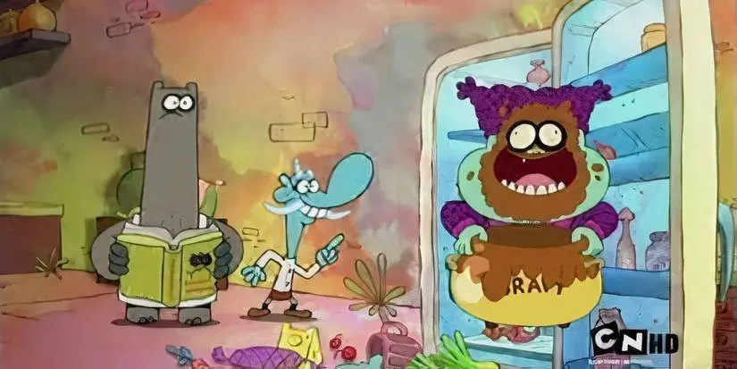 Chowder eating chocolate from the fridge in Chowder