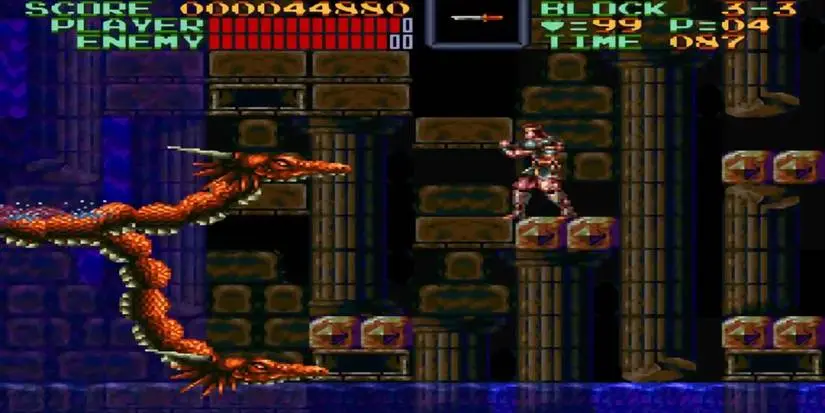 Super Castlevania IV gameplay as Simon fights the hydra
