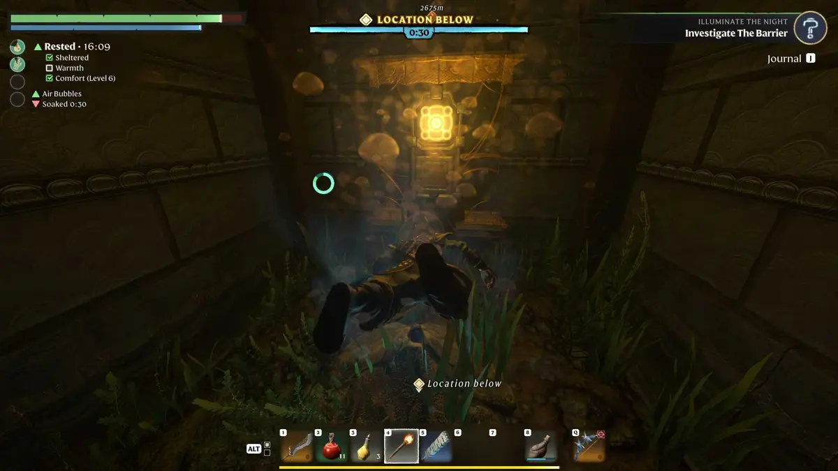 Enshrouded Veilwater Basin spire third floor underwater button