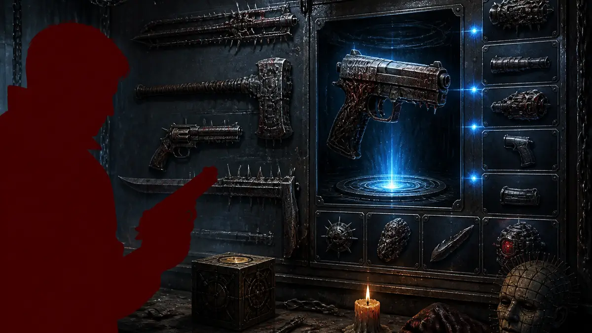 Арсенал оружия и интерфейс апгрейдов в хорроре Hellraiser Revival