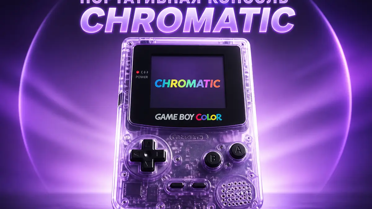 Прозрачная ретро-консоль Chromatic Game Boy Color крупным планом