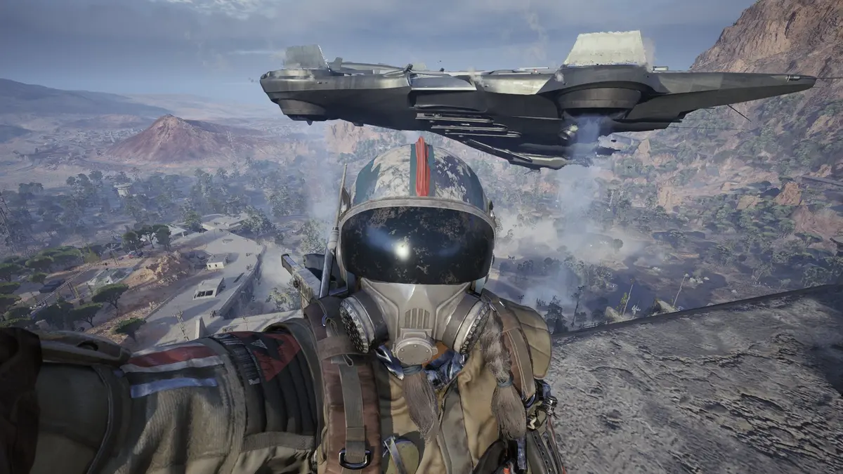 Arc Raiders frigate with a raider taking a selfie