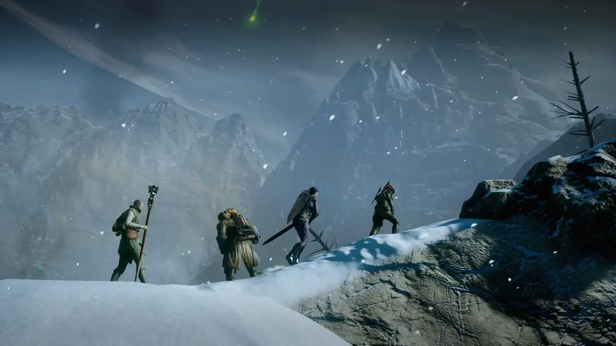 Traveling along a mountain in Dragon Age Inquisition (2014)