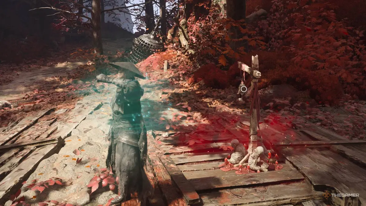 Phantom Blade Zero Soul Healing while standing in front of a bell