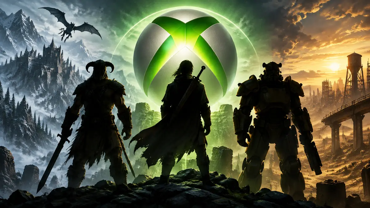 Логотип Xbox 360 и персонажи классических ролевых игр на постере