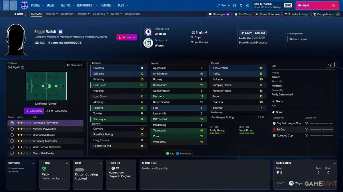 Football Manager 27 - Reggie Walsh