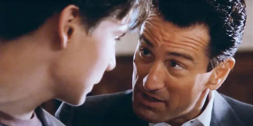 Jimmy (Robert De Niro) talking to young Henry Hill (Ray Liotta) in Goodfellas