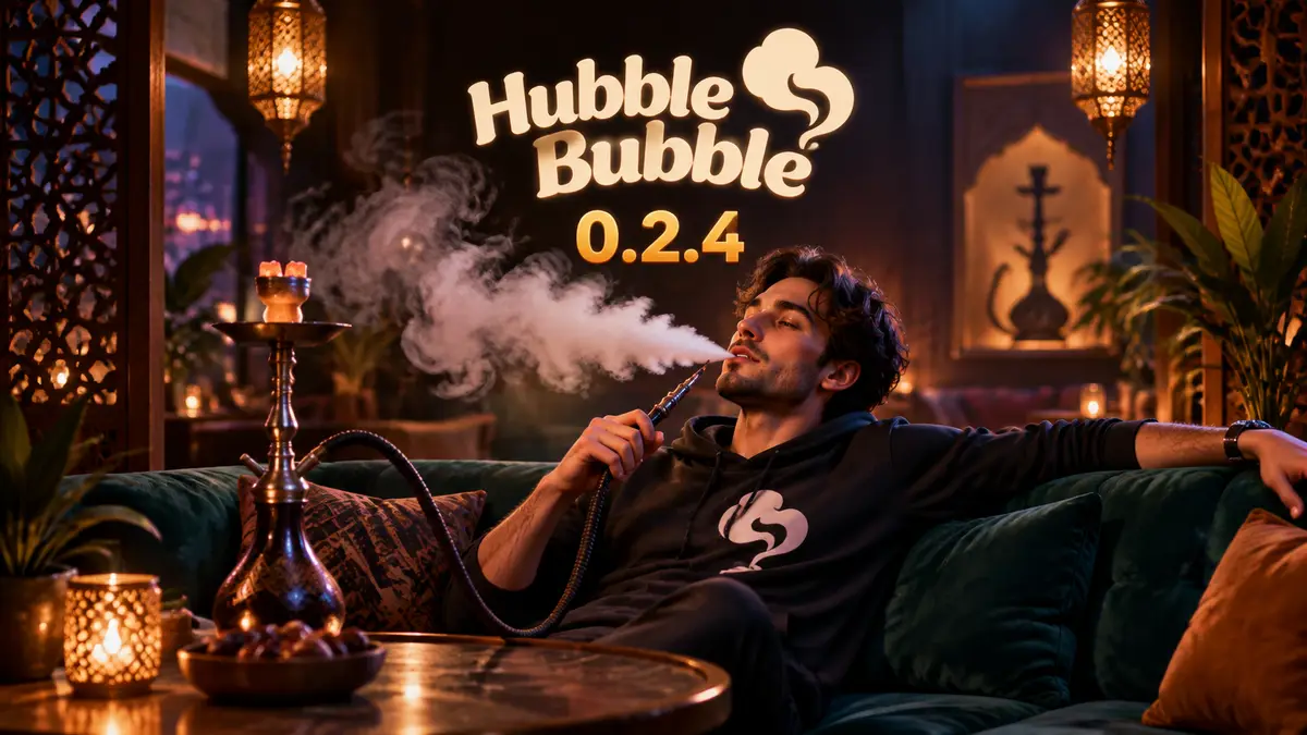 Уютный кальянный лаунж Hubble Bubble: герой курит кальян, сидя на диване в кабинке за столом