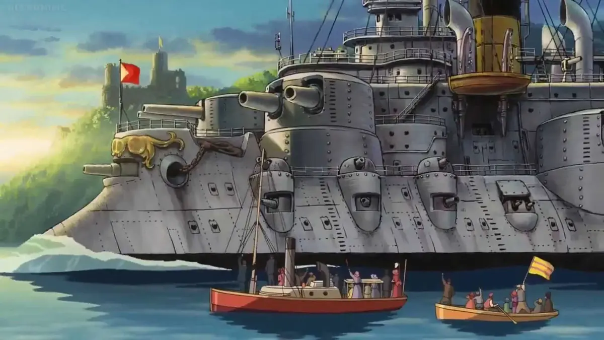A battleship from Howl's Moving Castle.