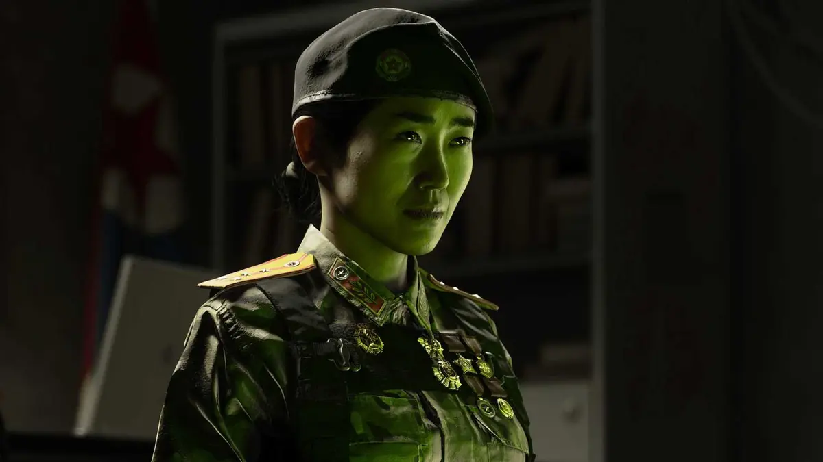 call of duty modern warfare 4 character bathed in green light.