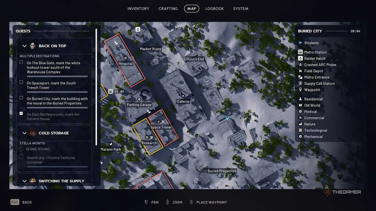 ARC Raiders Buried City tag location map.