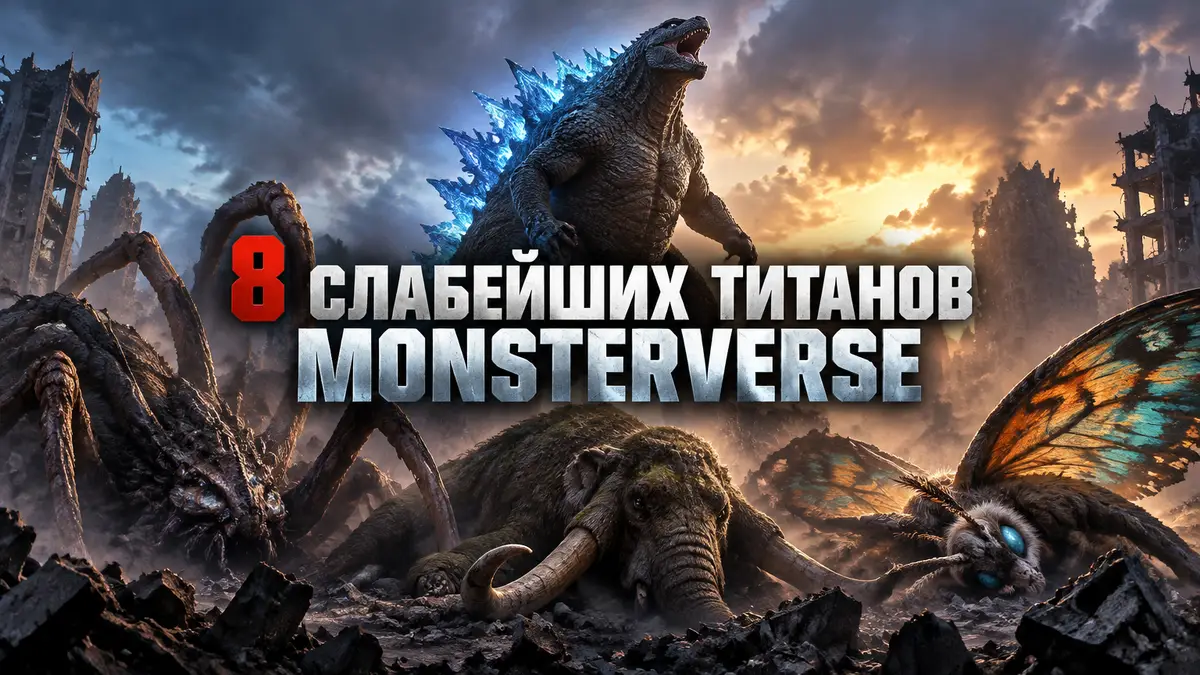 Годзилла возвышается над поверженными титанами Monsterverse — Сциллой, Бегемотом и Мотрой в руинах города