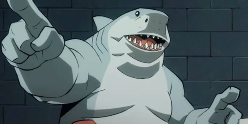 King Shark in Creature Commandos Episode 7 pointing