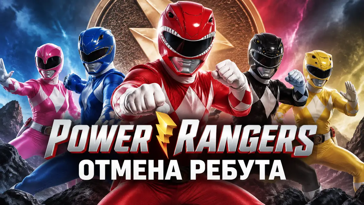 Команда героев Могучие рейнджеры Power Rangers в боевых костюмах и шлемах