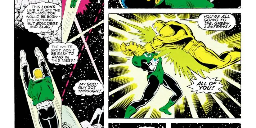 The Green Lantern Tomar-Re fighting Goldface.