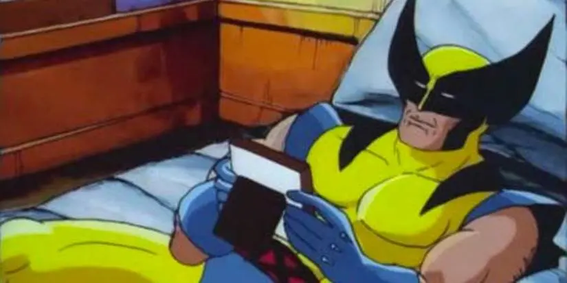 A sad Wolverine looks at a photograph in the X-Men episode Captive Hearts, inspiring a meme.