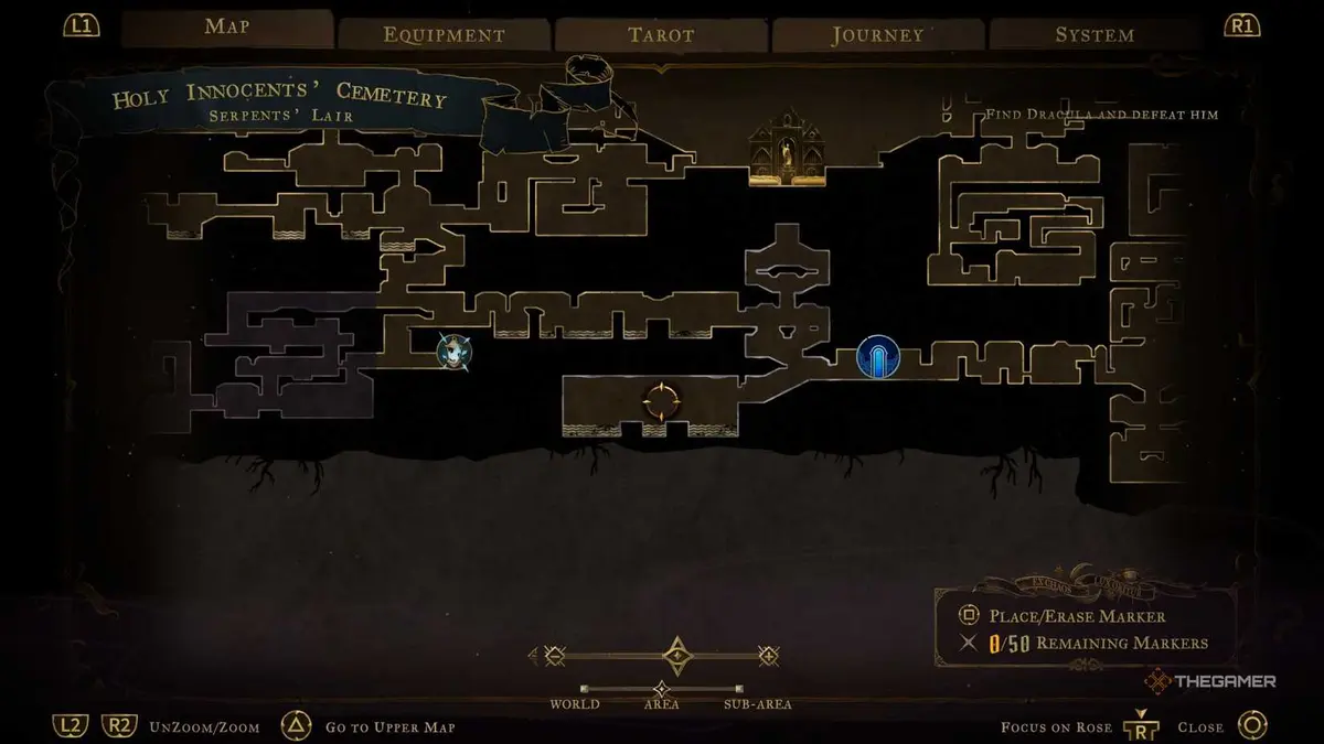 The location of the Rusted Harpe and Aegis weapon in Castlevania Belmont’s Curse.