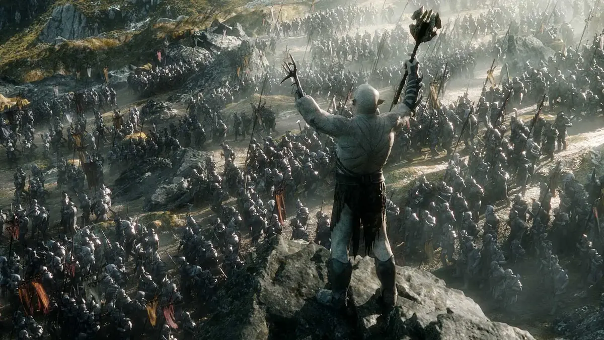 An orc and his army in The Hobbit the Battle of the Five Armies