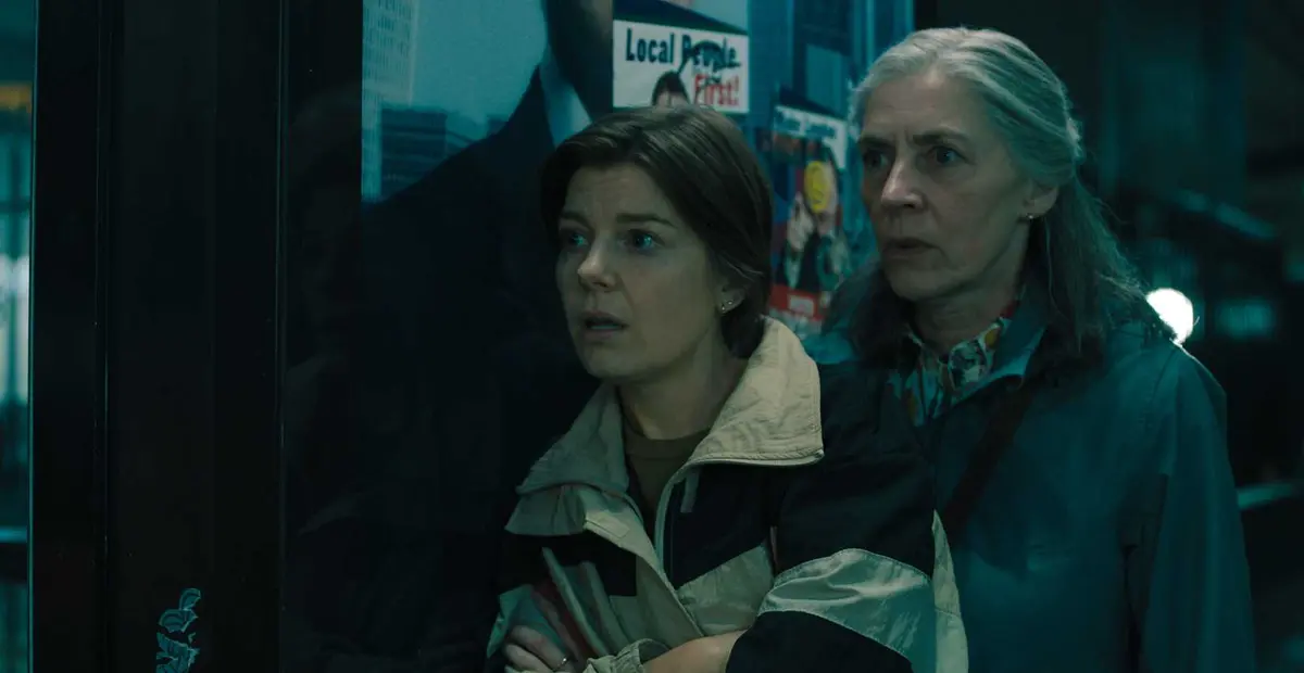 Two characters looking shocked in Slow Horses season 5