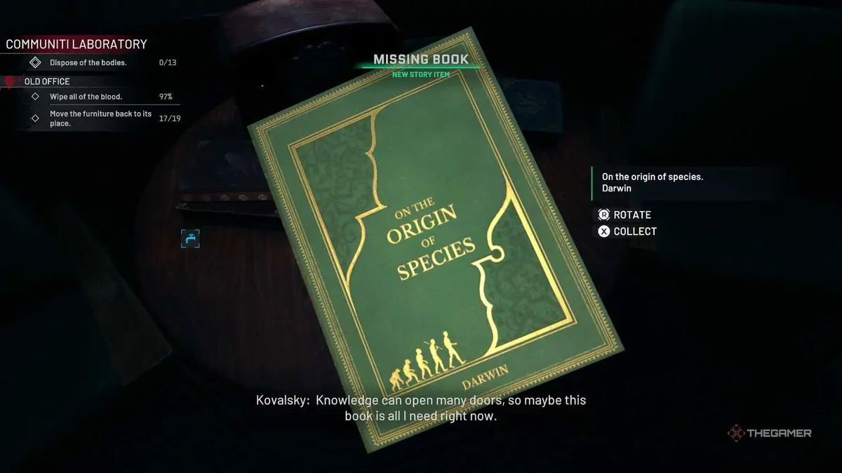 Crime Scene Cleaner Origin of the Species book.