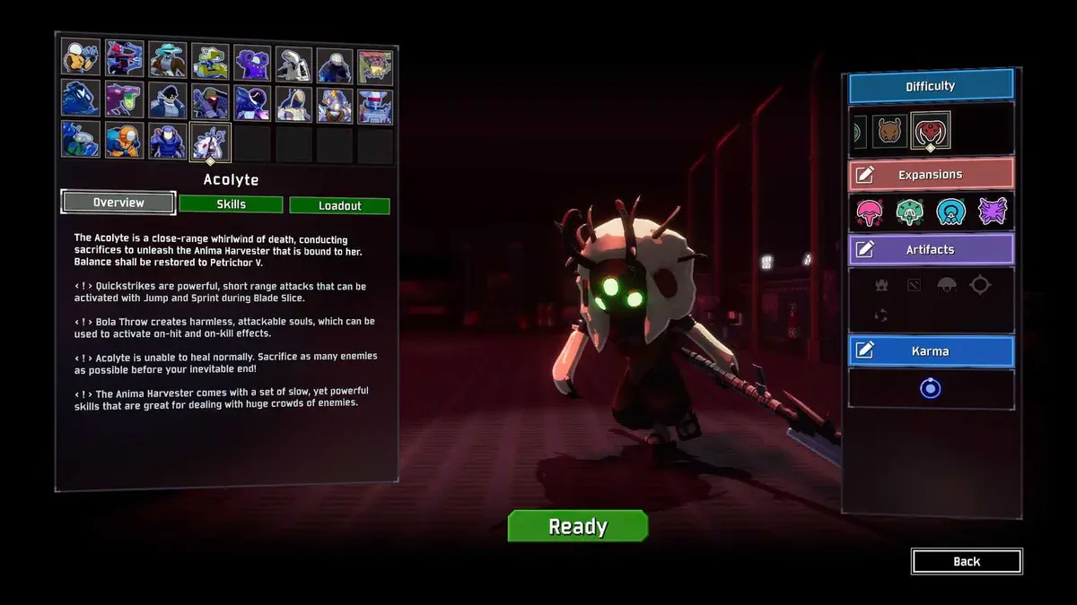 RoR2 Acolyte selection screen