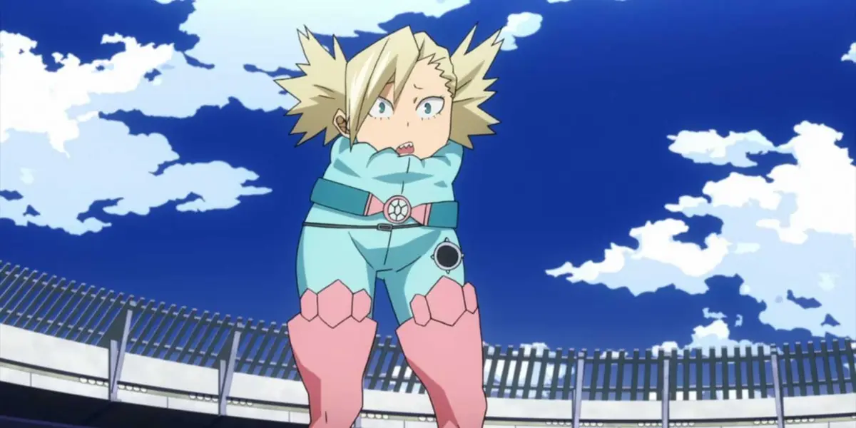 Tatami Nakagame uses her Telescopic Quirk during an examination in My Hero Academia