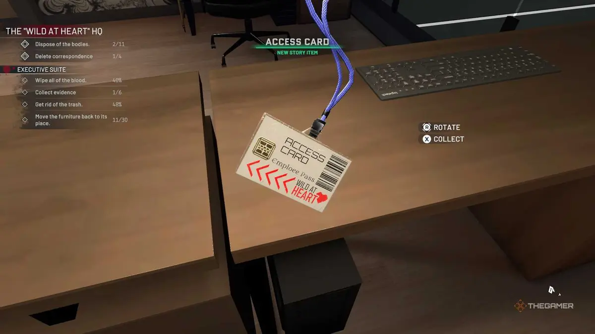 Crime Scene Cleaner access card.
