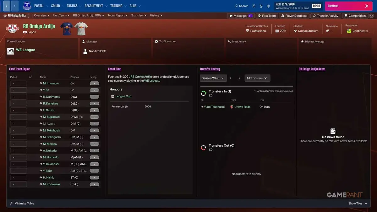 Football Manager 27 - RB Omiya Ardija