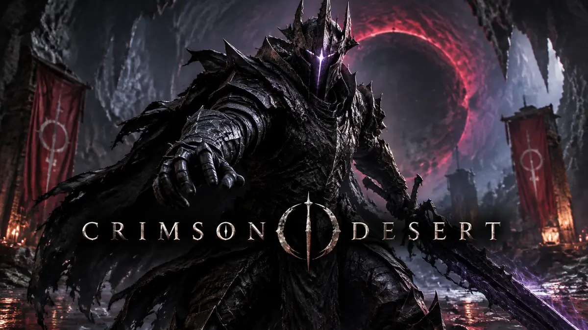 Босс Knight of Void в тяжелых темных доспехах Бездны в пещере Crimson Desert