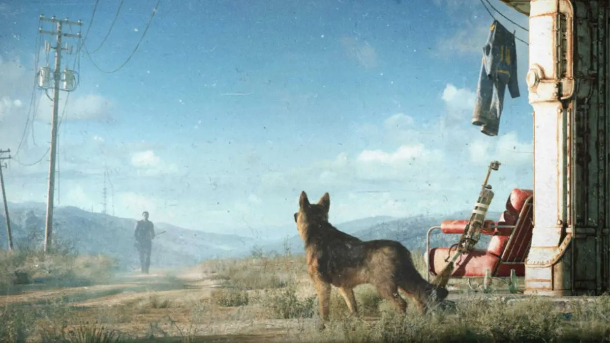 Dogmeat waiting for Sole Survivor