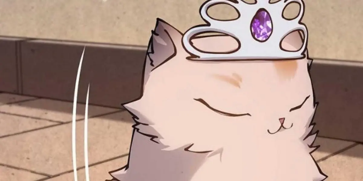 Donut with her eyes closed looking innocent in the Dungeon Crawler Carl webtoon