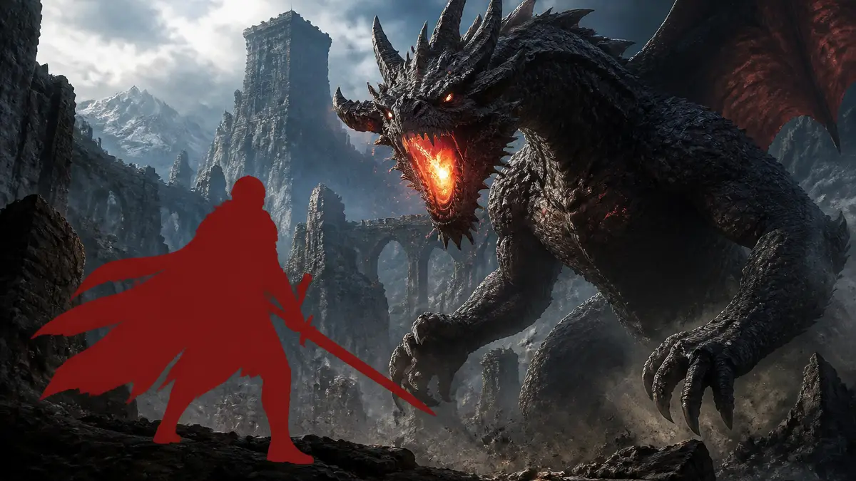 Персонаж сражается с чудовищем в ролевом экшене Dragon's Dogma 2