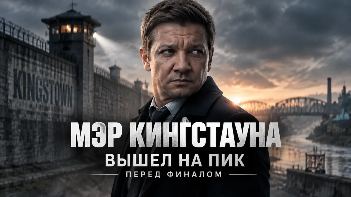 Джереми Реннер в образе Майка Макласки на постере сериала Мэр Кингстауна