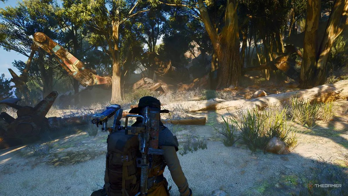 Arc Raiders character standing in front of the wreckage.