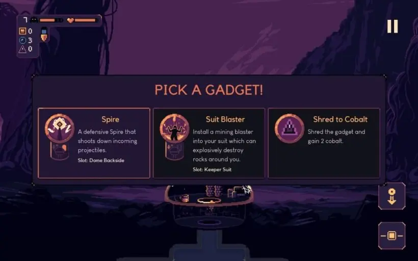 gadgets in dome keeper