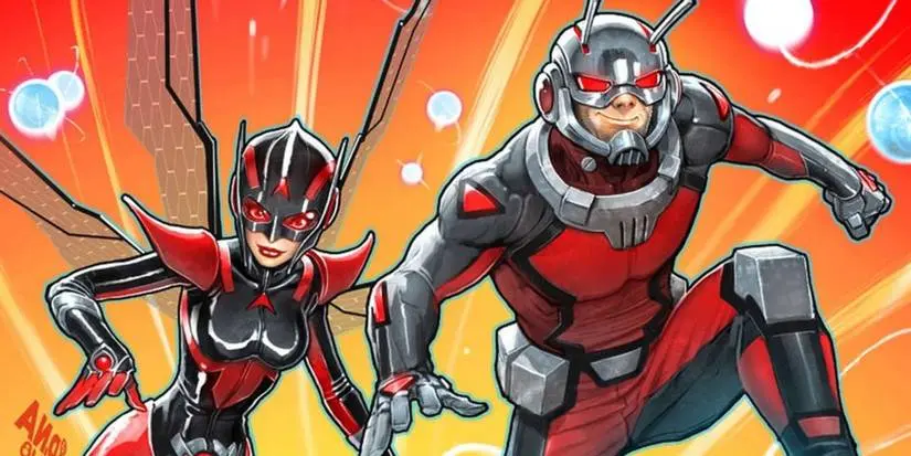 Ant-Man and the Wasp shrinking down together in the comics